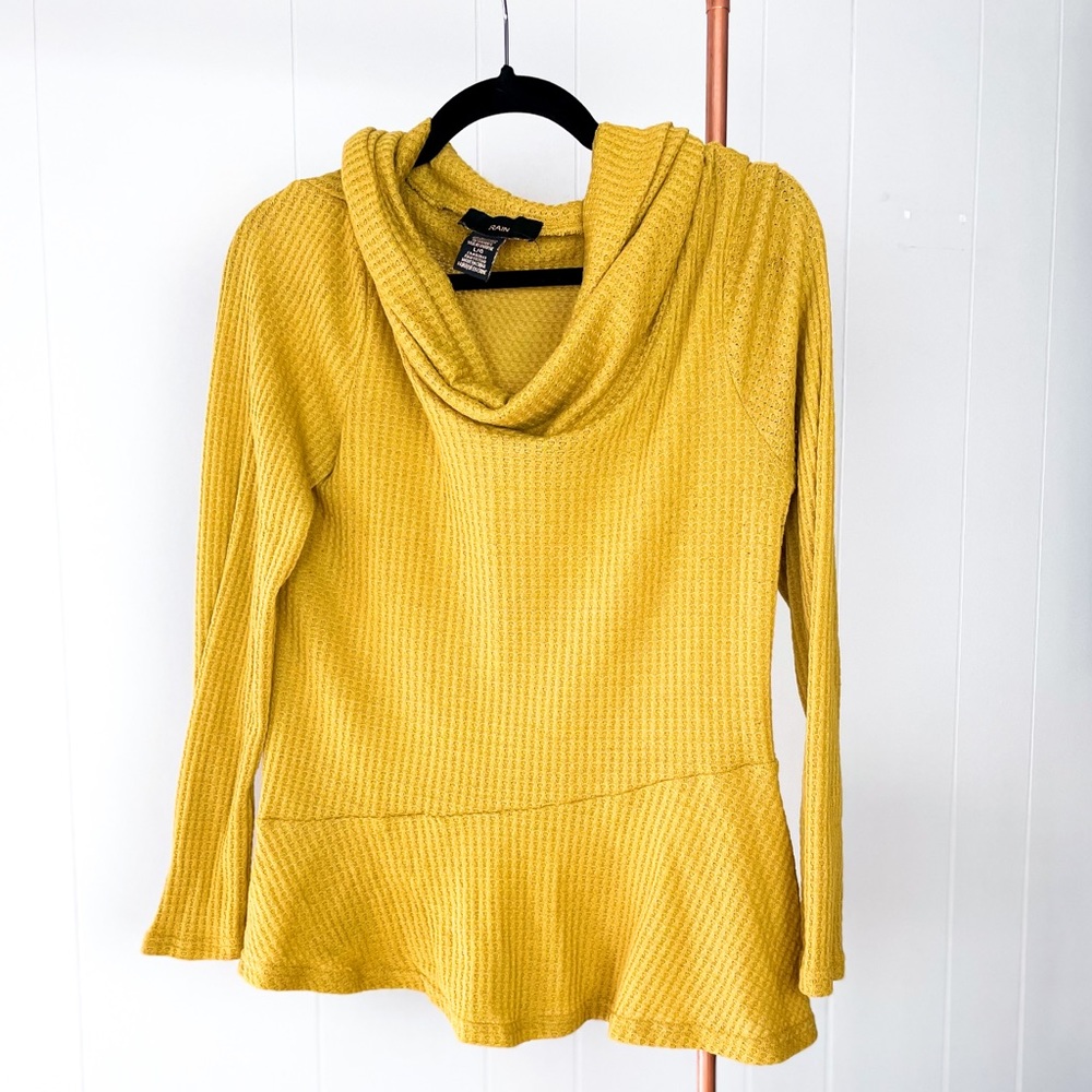 Rain Waffled Cowl Neck Sweater